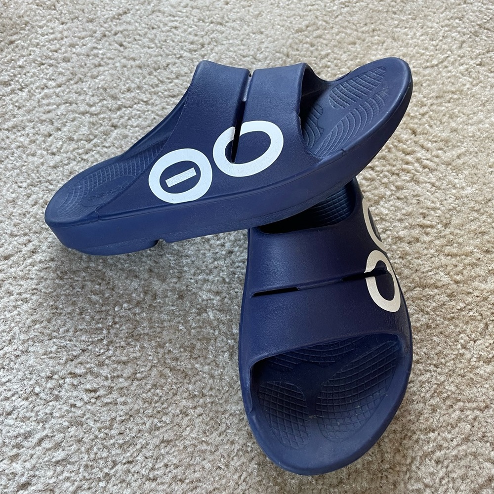 Oofos Navy Sandals